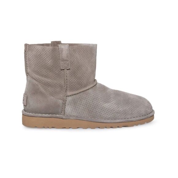 Ugg Women's Classic Unlined Mini Perf Boots Mole Taupe 10 - Picture 1 of 15